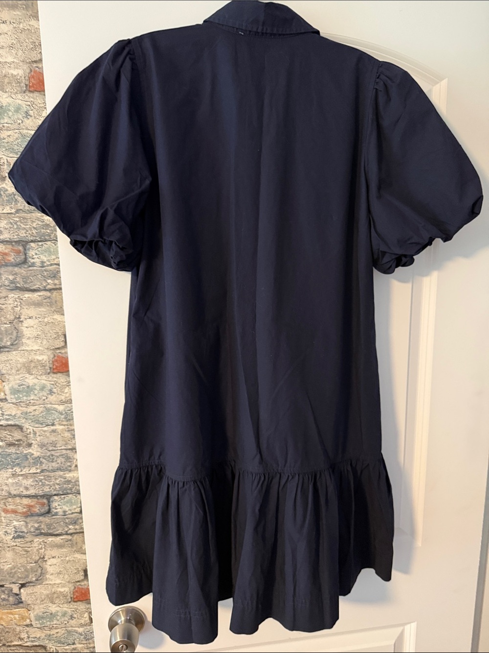 Button-Front Navy Mini Dress - Picture 3 of 4